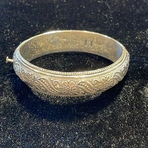 Sterling Silver Detailed Bangle Bracelet